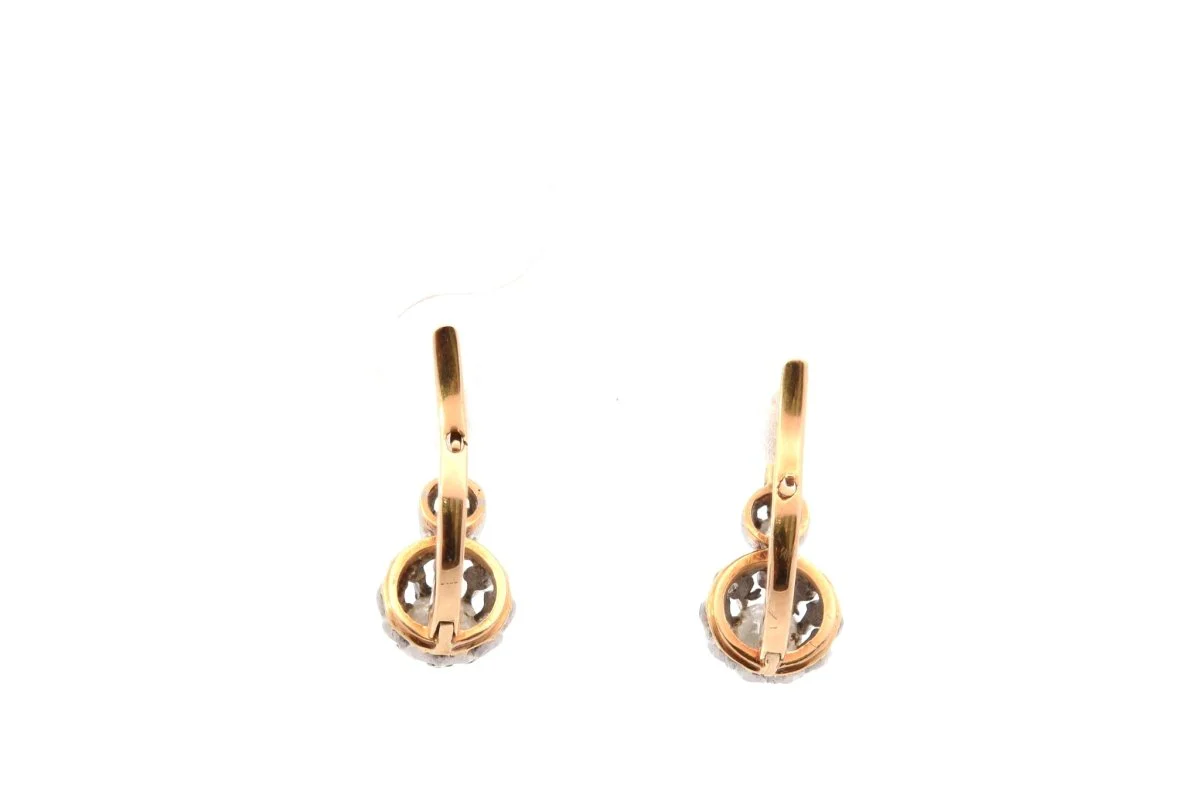 Boucles d'oreilles anciennes en or et diamants - Image 4