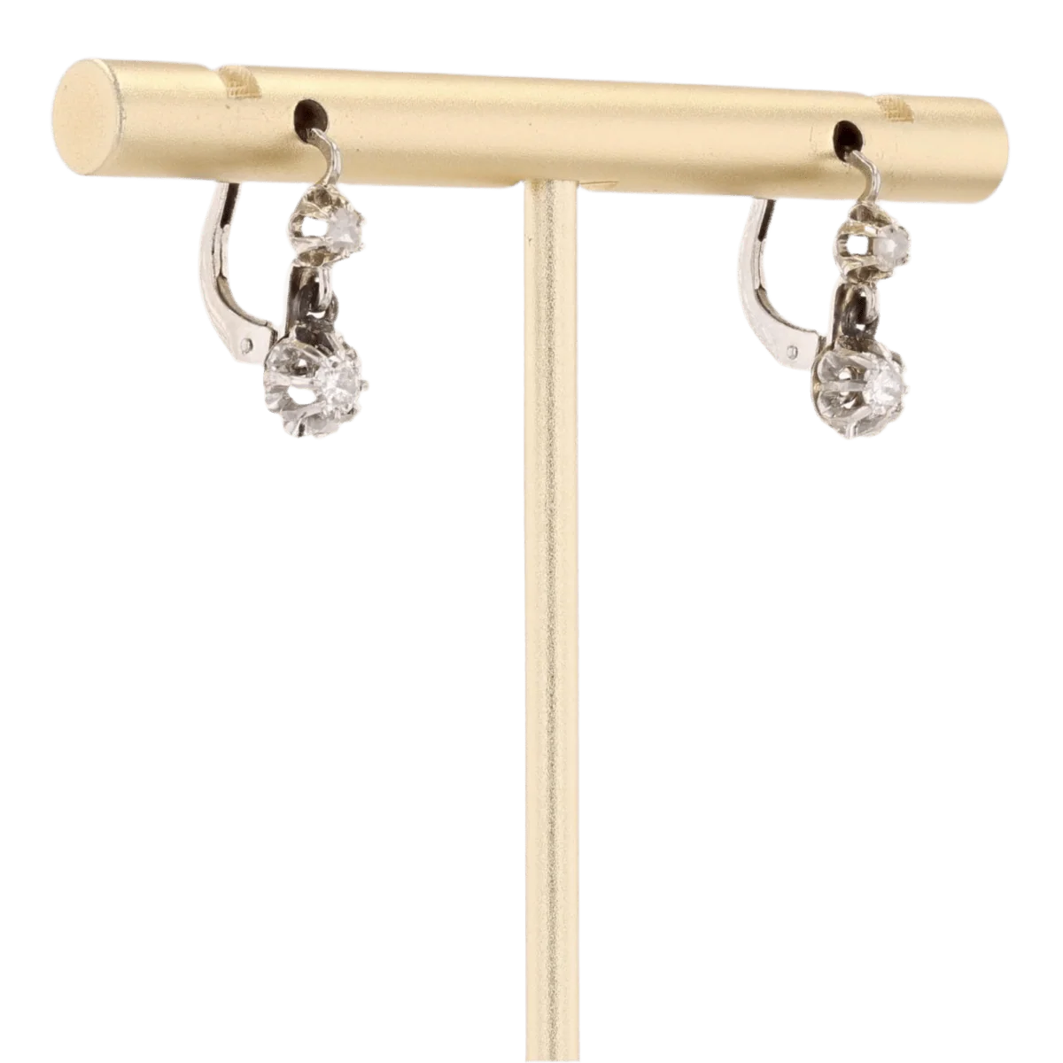 Boucles d'oreilles Dormeuses en or blanc, platine et diamants - Image 3