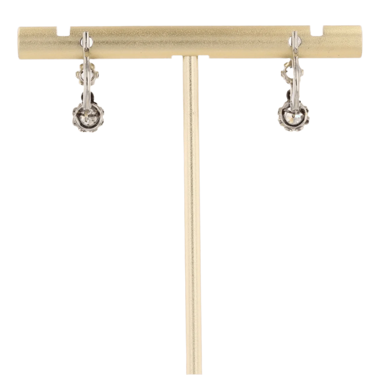 Boucles d'oreilles Dormeuses en or blanc, platine et diamants - Image 4