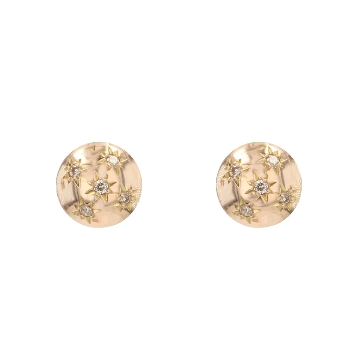 Boucles d'oreilles Puces en or jaune et diamants