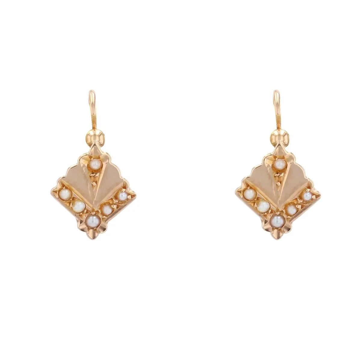 Boucles d'oreilles Dormeuses en or rose et perles