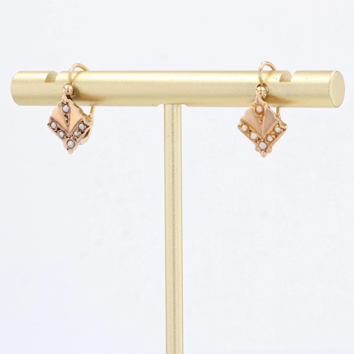 Boucles d'oreilles Dormeuses en or rose et perles - Image 3
