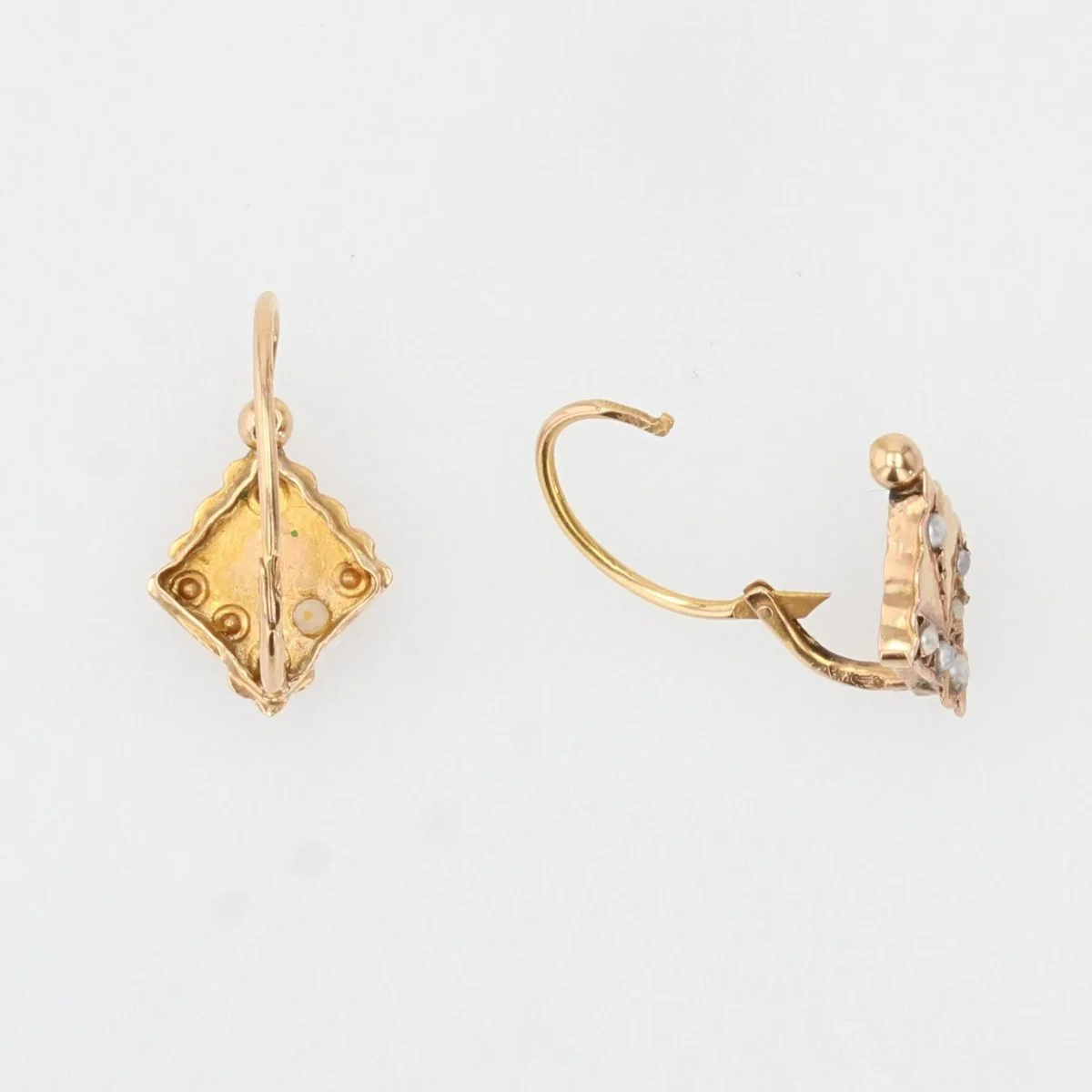 Boucles d'oreilles Dormeuses en or rose et perles - Image 5