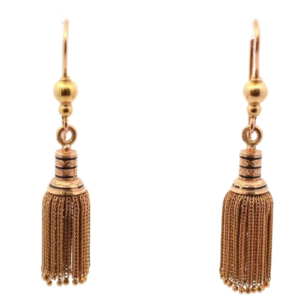 Boucles d'oreilles Pendantes en or jaune et émail