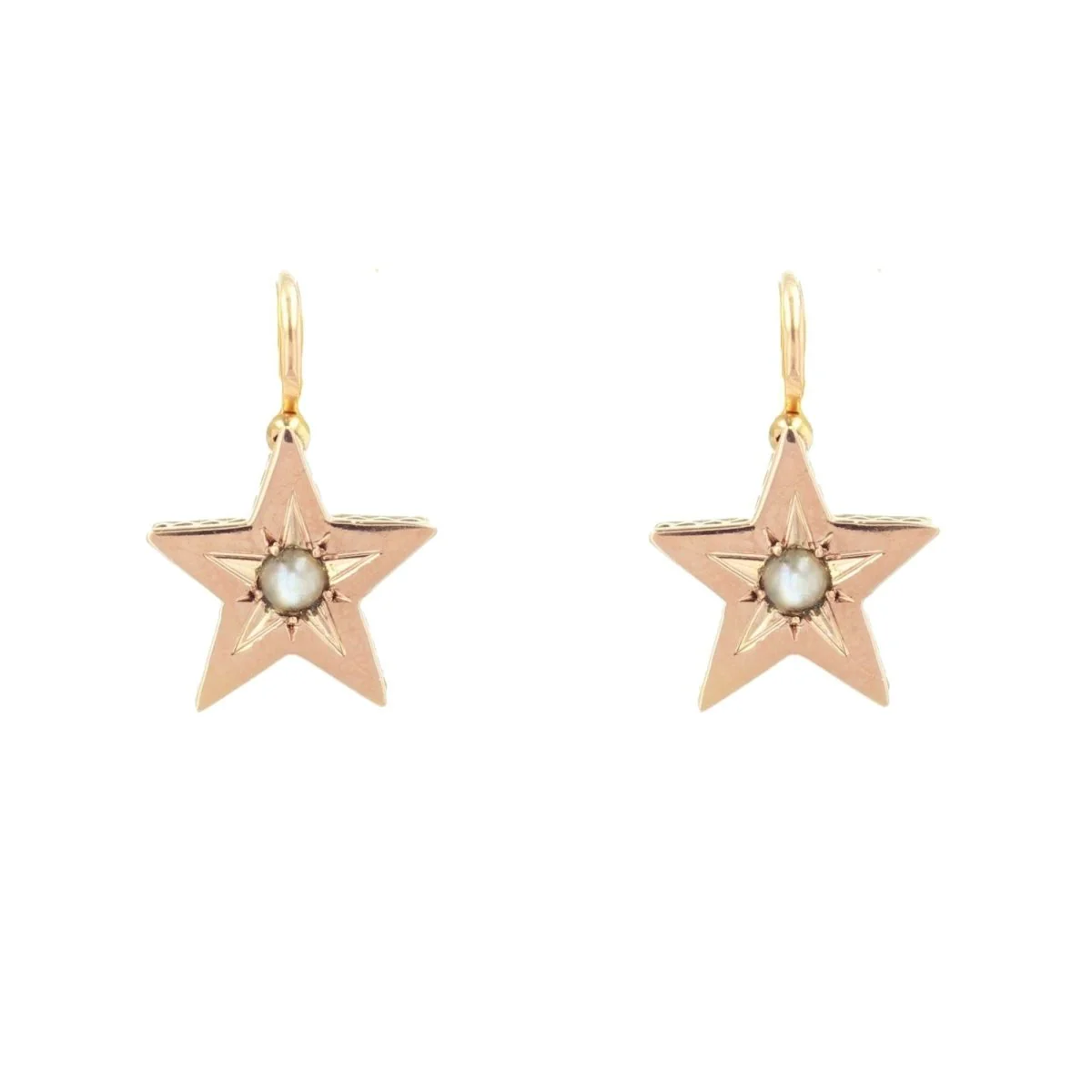 Boucles d'oreilles Dormeuses en en or rose et perles