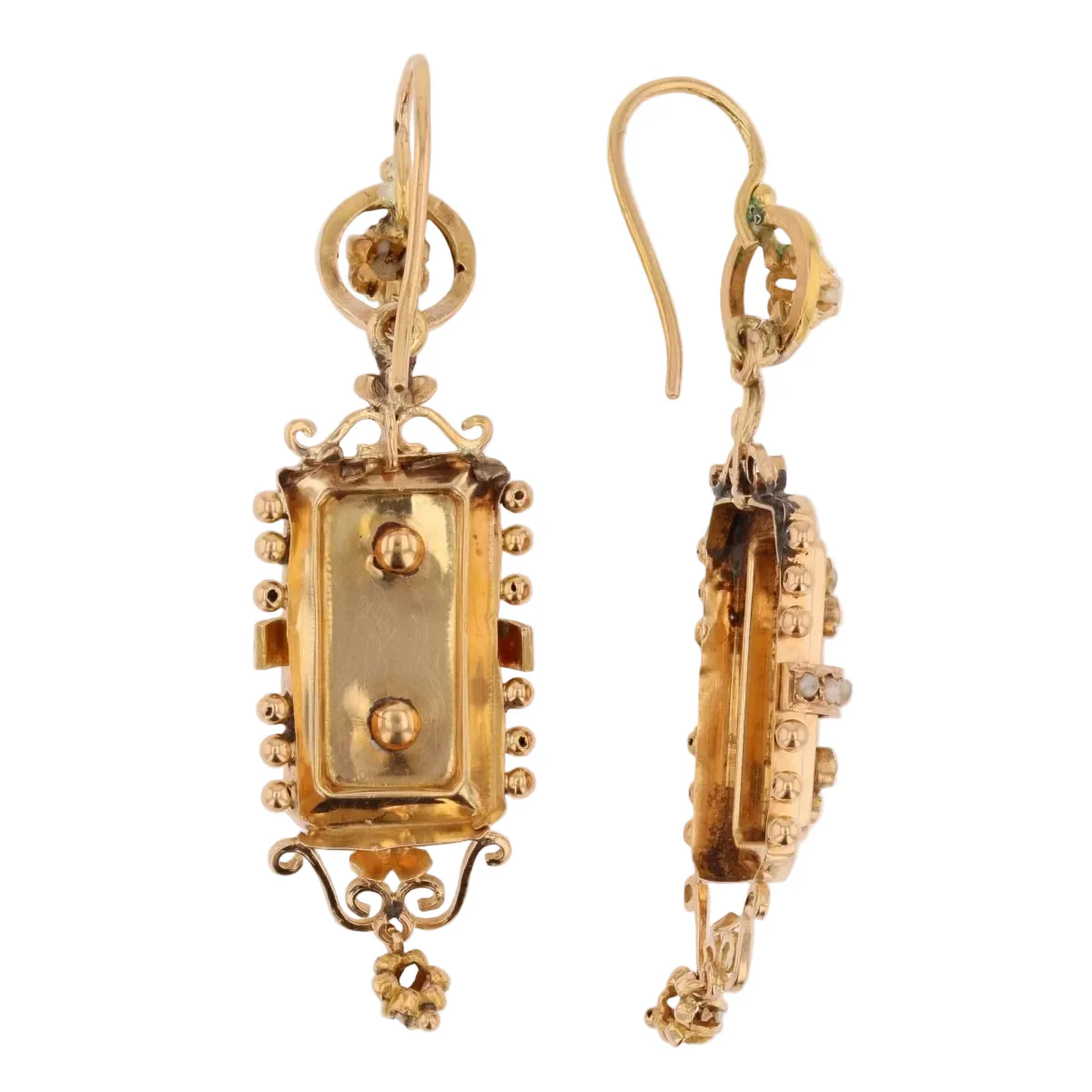Boucles d'oreilles Pendantes en or rose et perles - Image 4