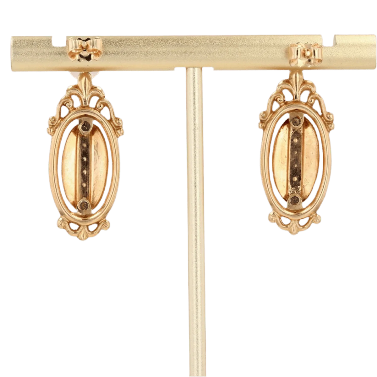 Boucles d'oreilles Puces en or jaune, or rose et perles - Image 4