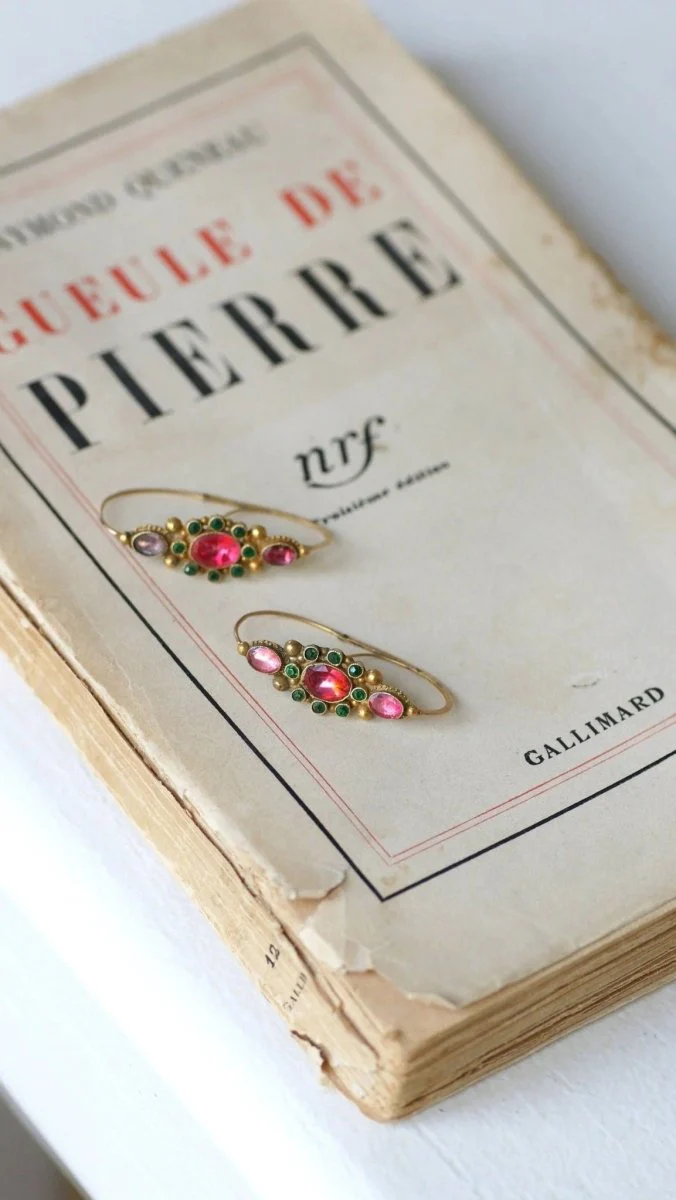 Boucles d’oreilles Poissardes en or et strass - Image 10