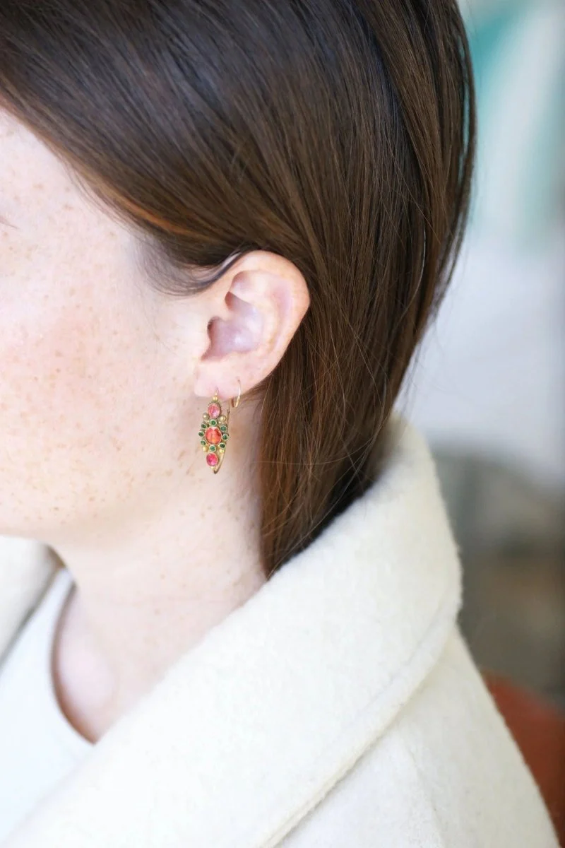 Boucles d’oreilles Poissardes en or et strass - Image 4