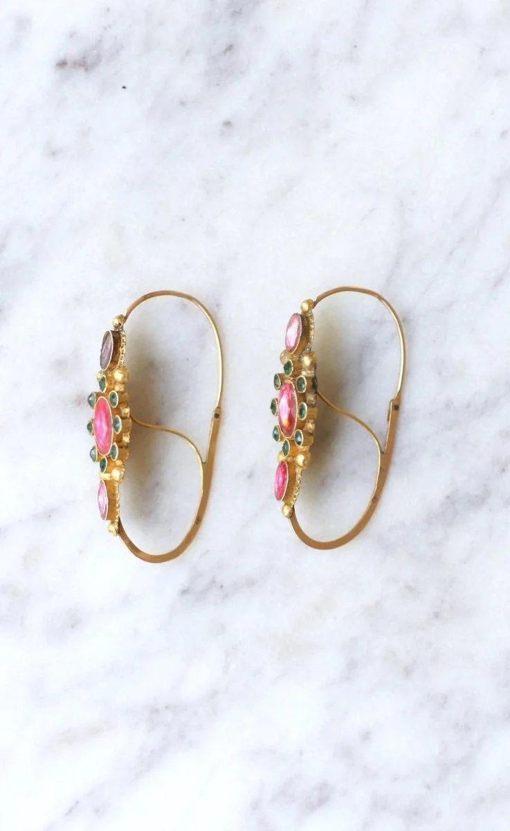 Boucles d’oreilles Poissardes en or et strass - Image 5