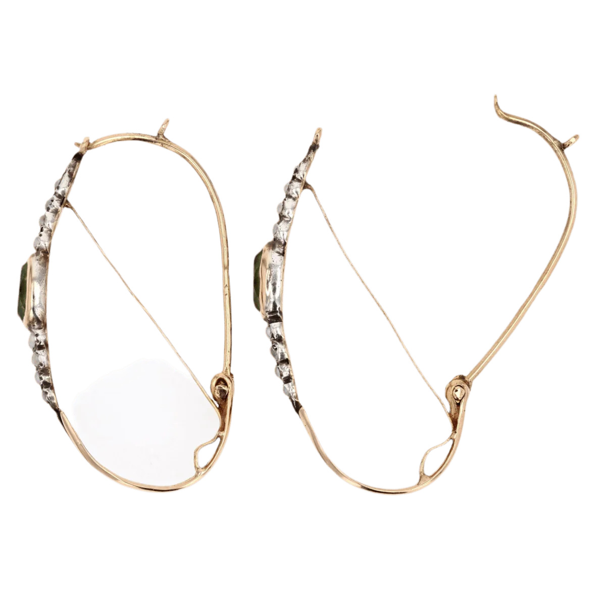 Boucles d'oreilles Pendantes en or jaune, argent et perles - Image 3