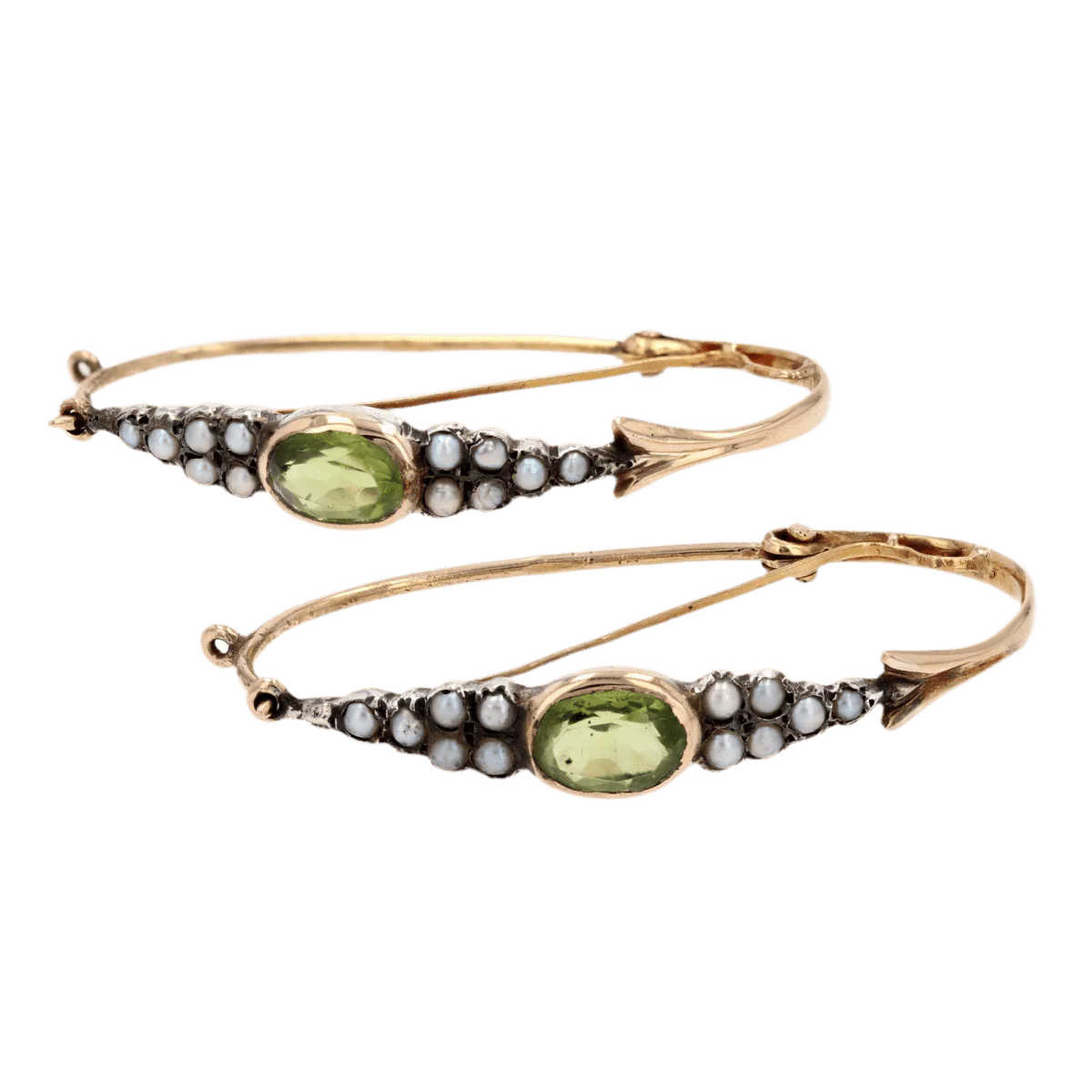 Boucles d'oreilles Pendantes en or jaune, argent et perles - Image 4