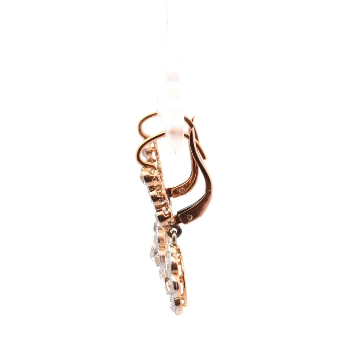 Boucles d'oreilles Dormeuses en or jaune, platine et diamants - Image 3