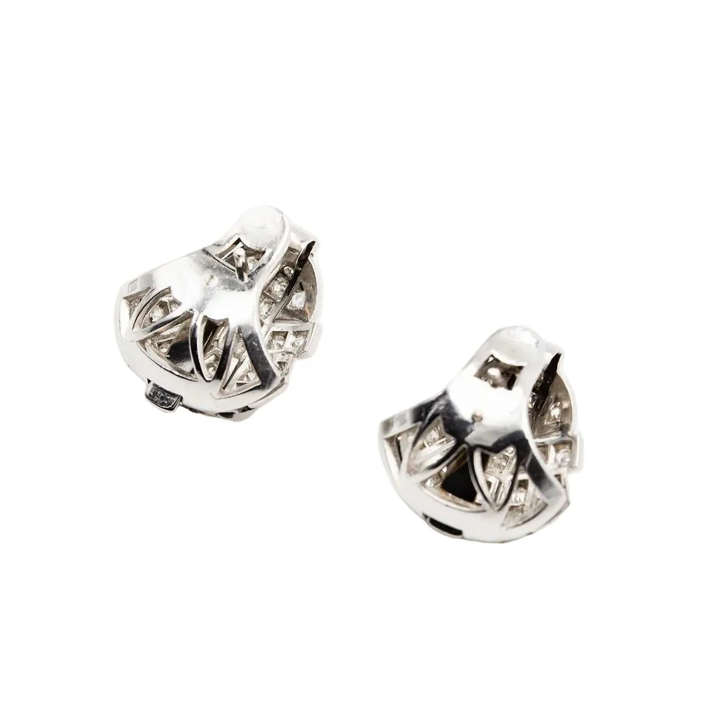 Boucles d'oreilles Clip Art déco en platine et diamants - Image 6