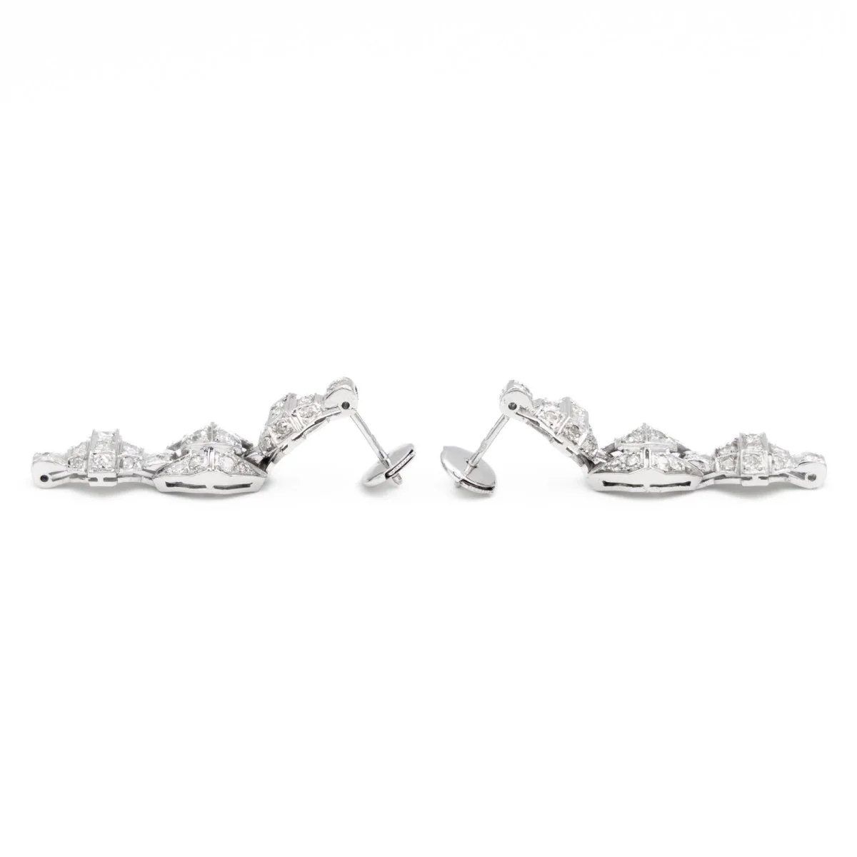 Boucles d'oreilles Art déco Or blanc Diamant - Image 5