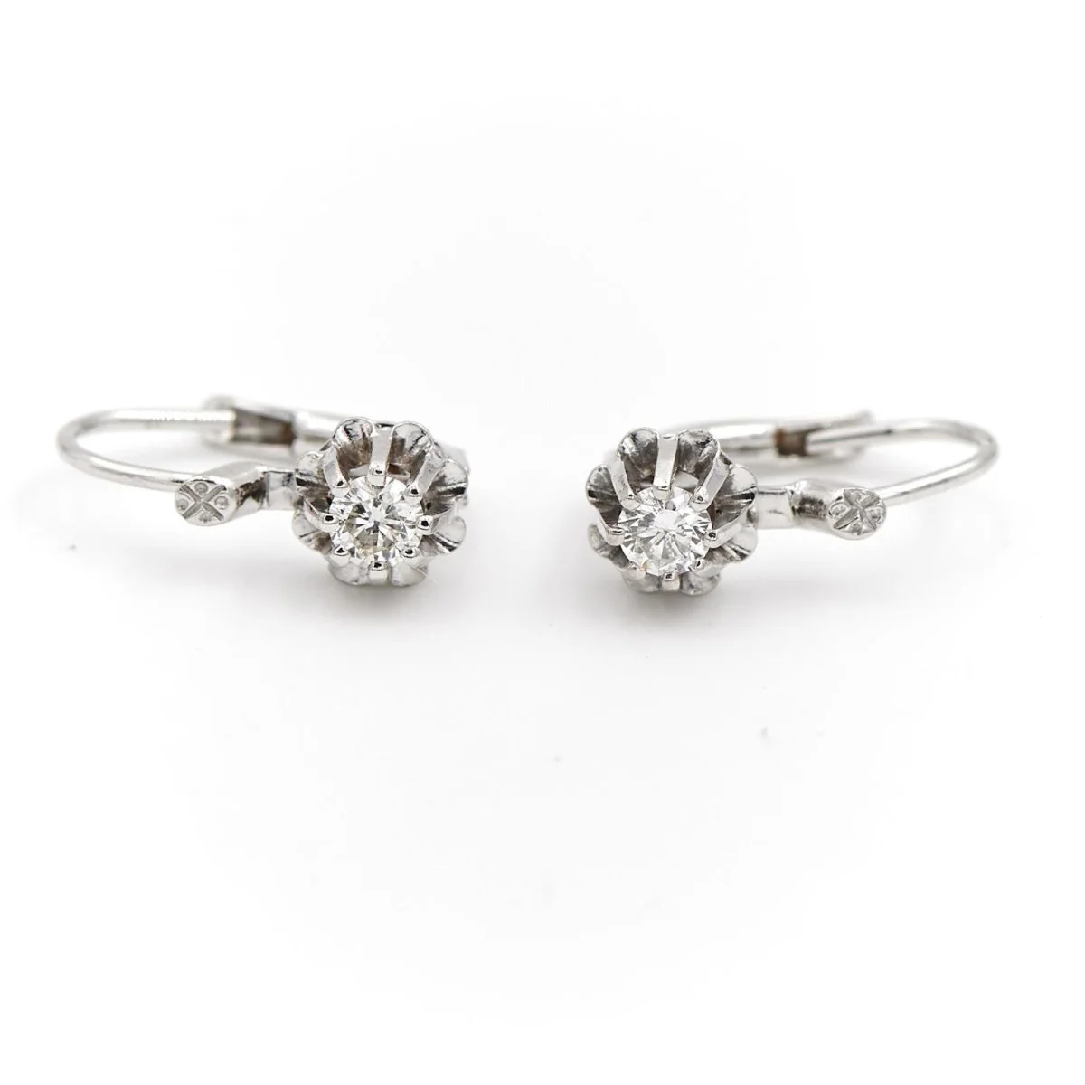 Boucles d'oreilles Art déco Or blanc Diamant