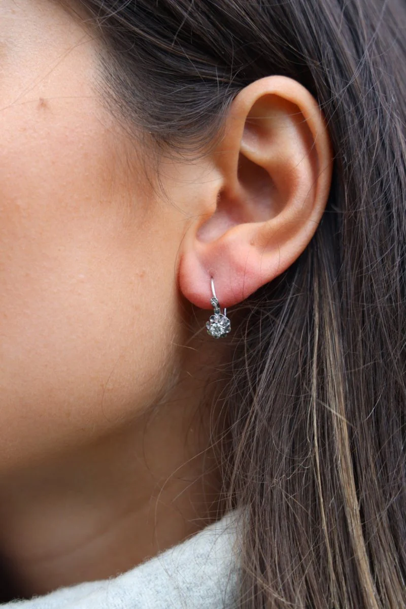 Boucles d'oreilles Art déco Or blanc Diamant - Image 2