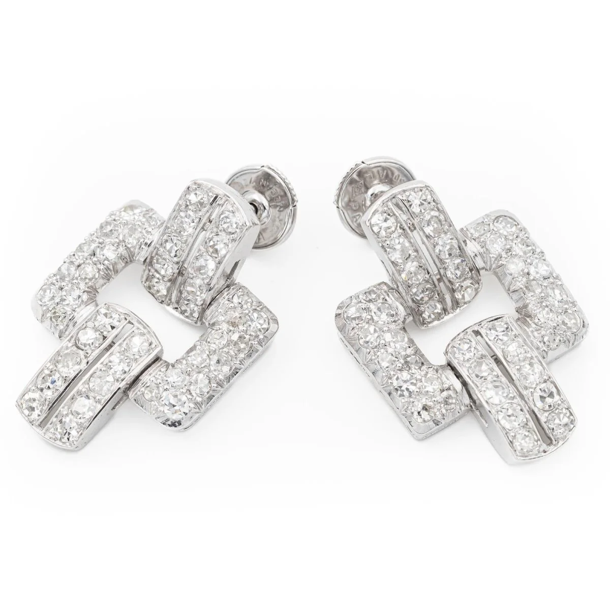 Boucles d'oreilles Pendantes Alpa art déco en platine, or blanc et diamants - Image 2