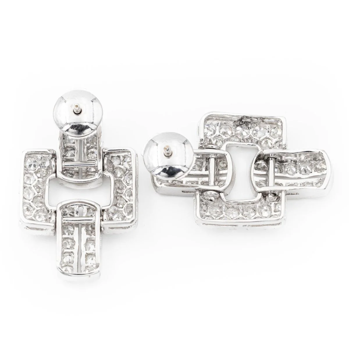 Boucles d'oreilles Pendantes Alpa art déco en platine, or blanc et diamants - Image 3