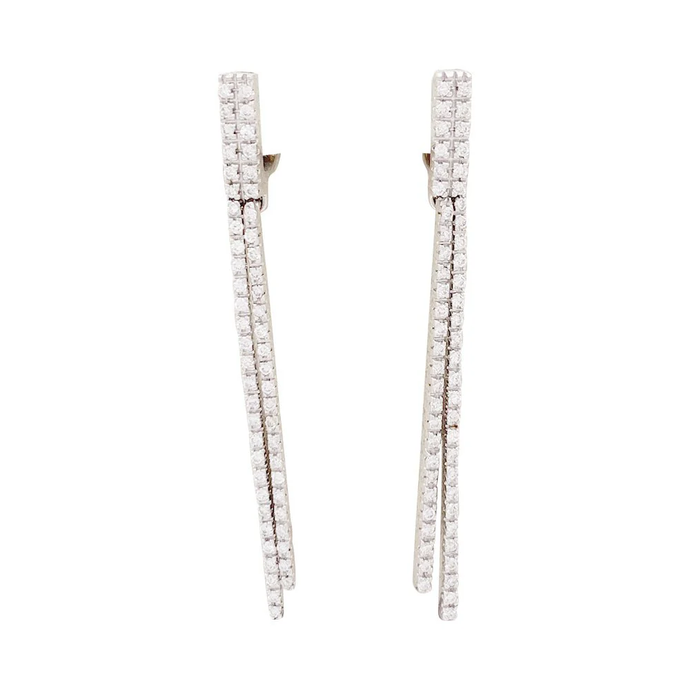 Boucles d'oreilles Pendantes, "Barettes" en or blanc et diamants