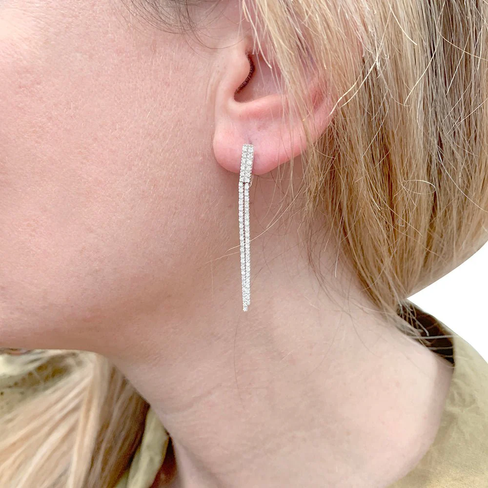 Boucles d'oreilles Pendantes, "Barettes" en or blanc et diamants - Image 2