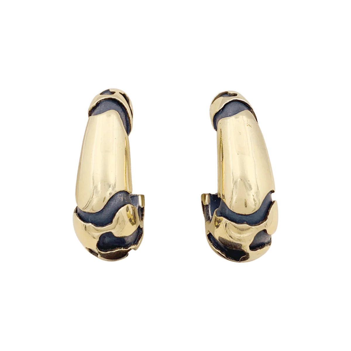 Boucles d'oreilles Clips en or jaune et bronze - Image 3