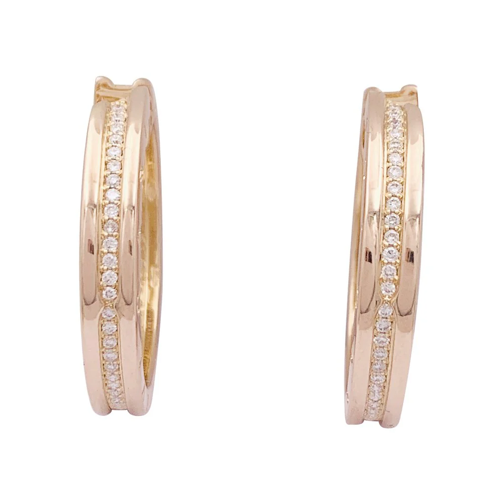Boucles d'oreilles BULGARI "Bulgari-Bulgari" en or rose et diamants