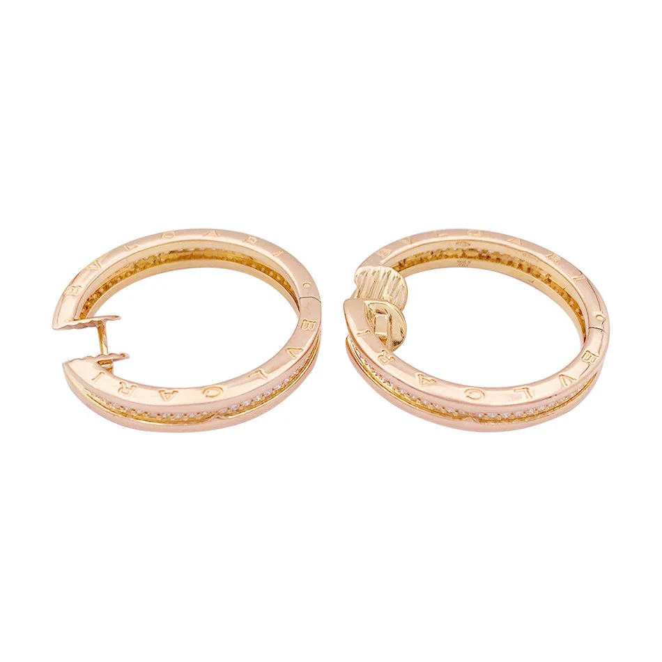 Boucles d'oreilles BULGARI "Bulgari-Bulgari" en or rose et diamants - Image 3