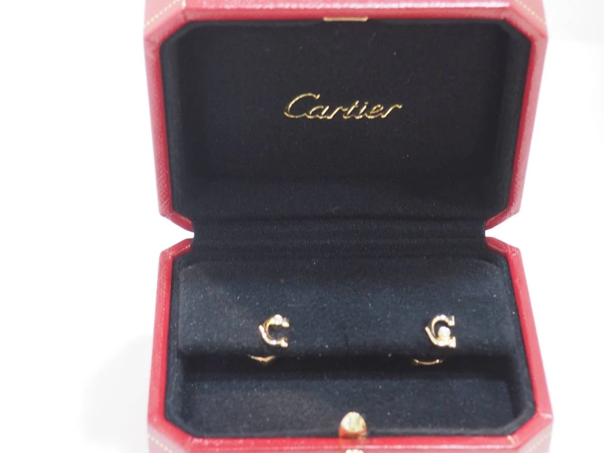 Boucles d'oreilles Cartier C en or jaune et diamants - Image 2