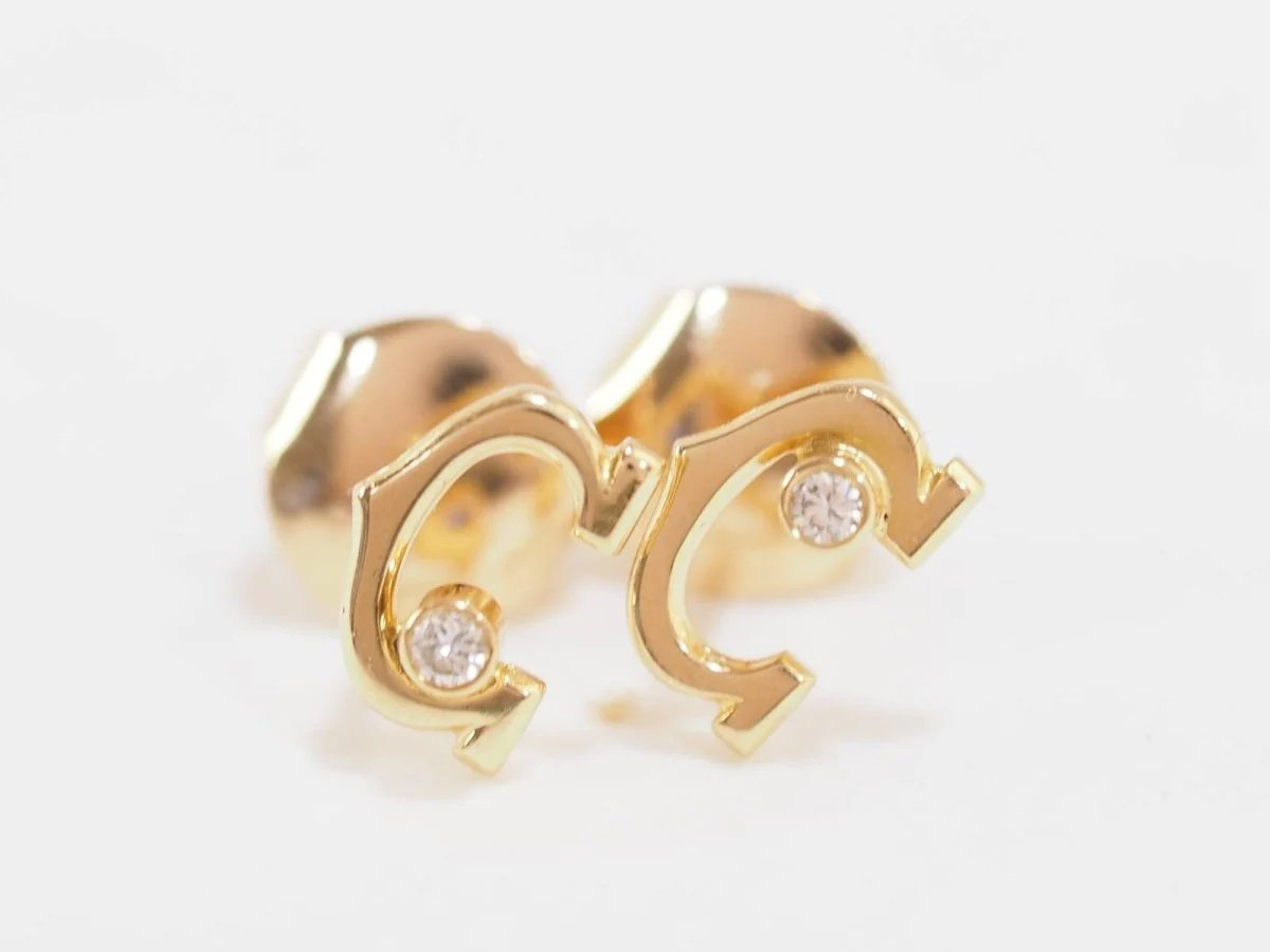Boucles d'oreilles Cartier C en or jaune et diamants - Image 3