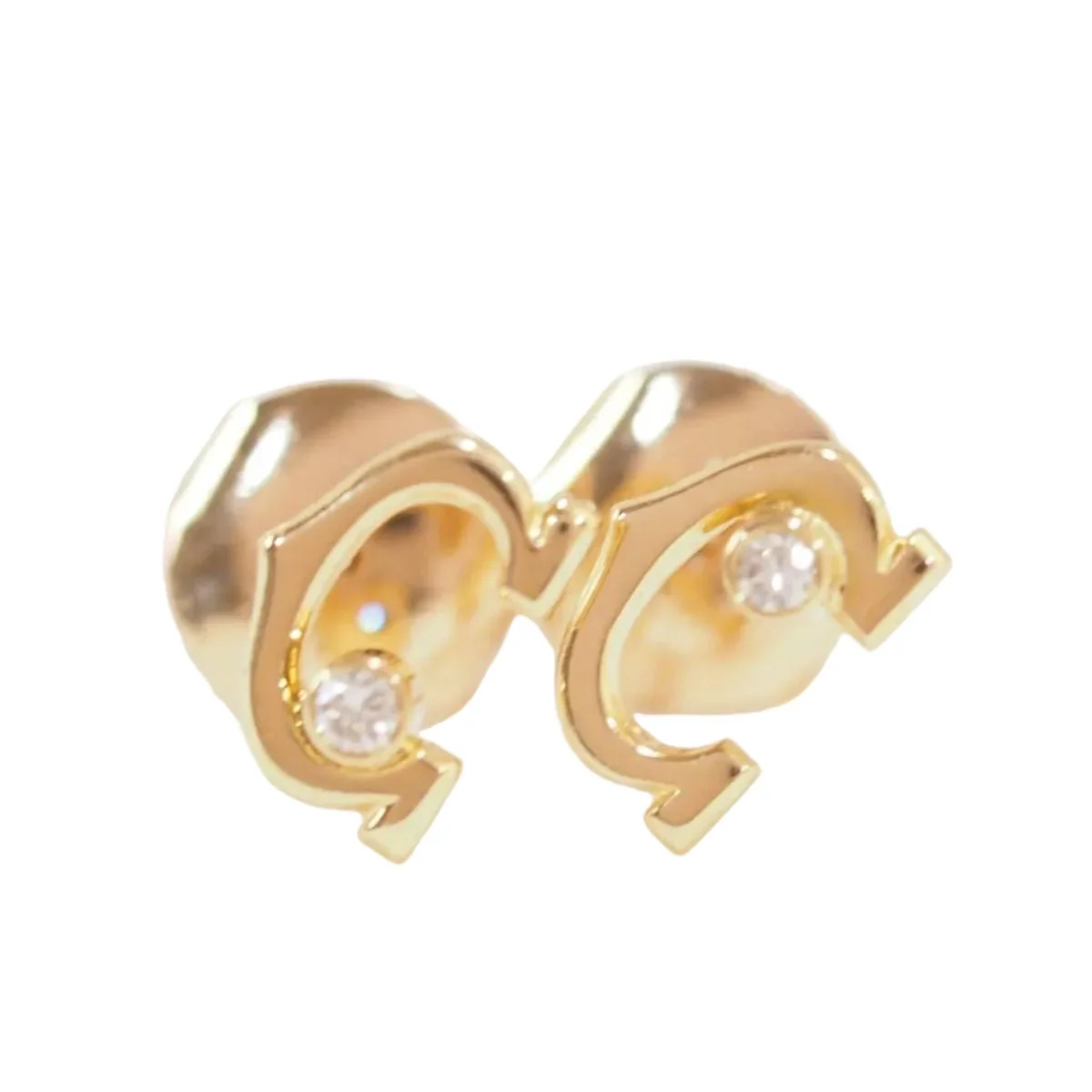 Boucles d'oreilles Puces CARTIER "C" en or jaune et diamants