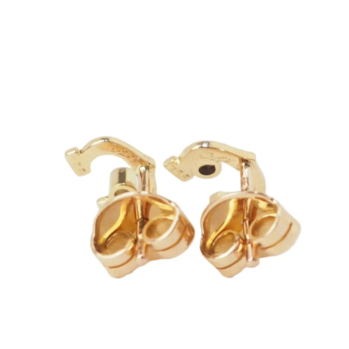 Boucles d'oreilles Puces CARTIER "C" en or jaune et diamants - Image 4