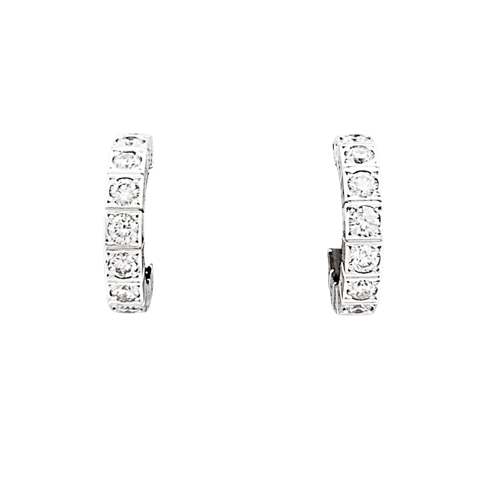 Boucles d'oreilles Créoles CARTIER "Lanière" en or blanc et diamants