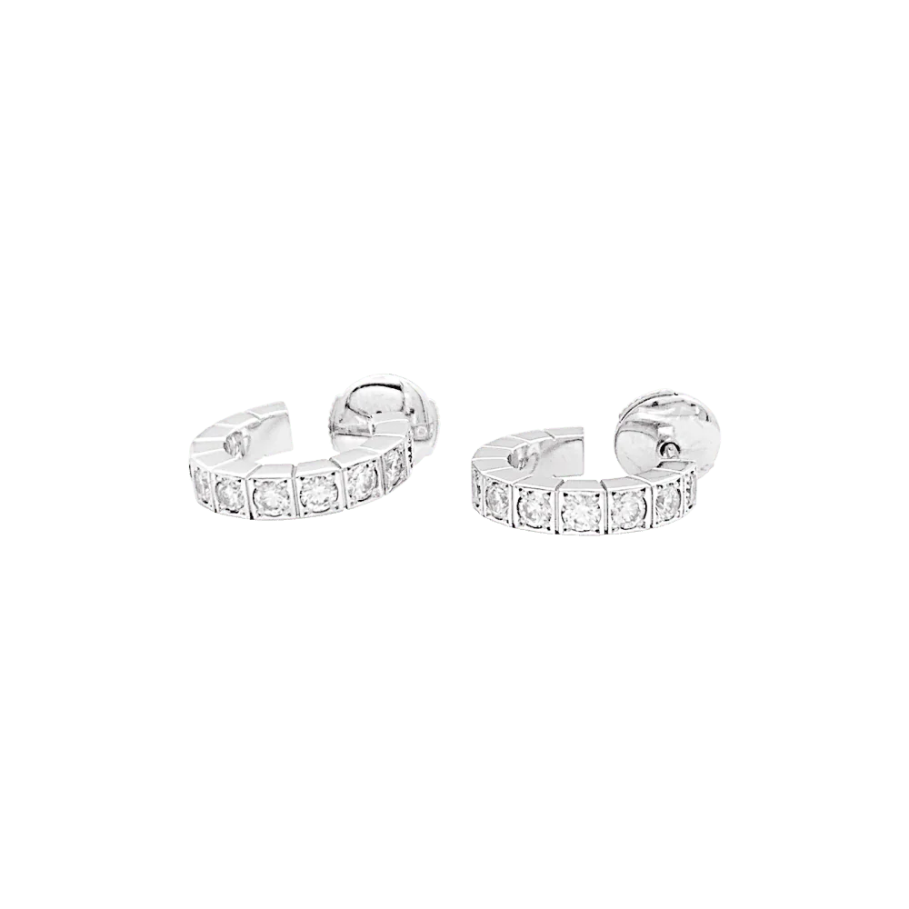 Boucles d'oreilles Créoles CARTIER "Lanière" en or blanc et diamants - Image 3