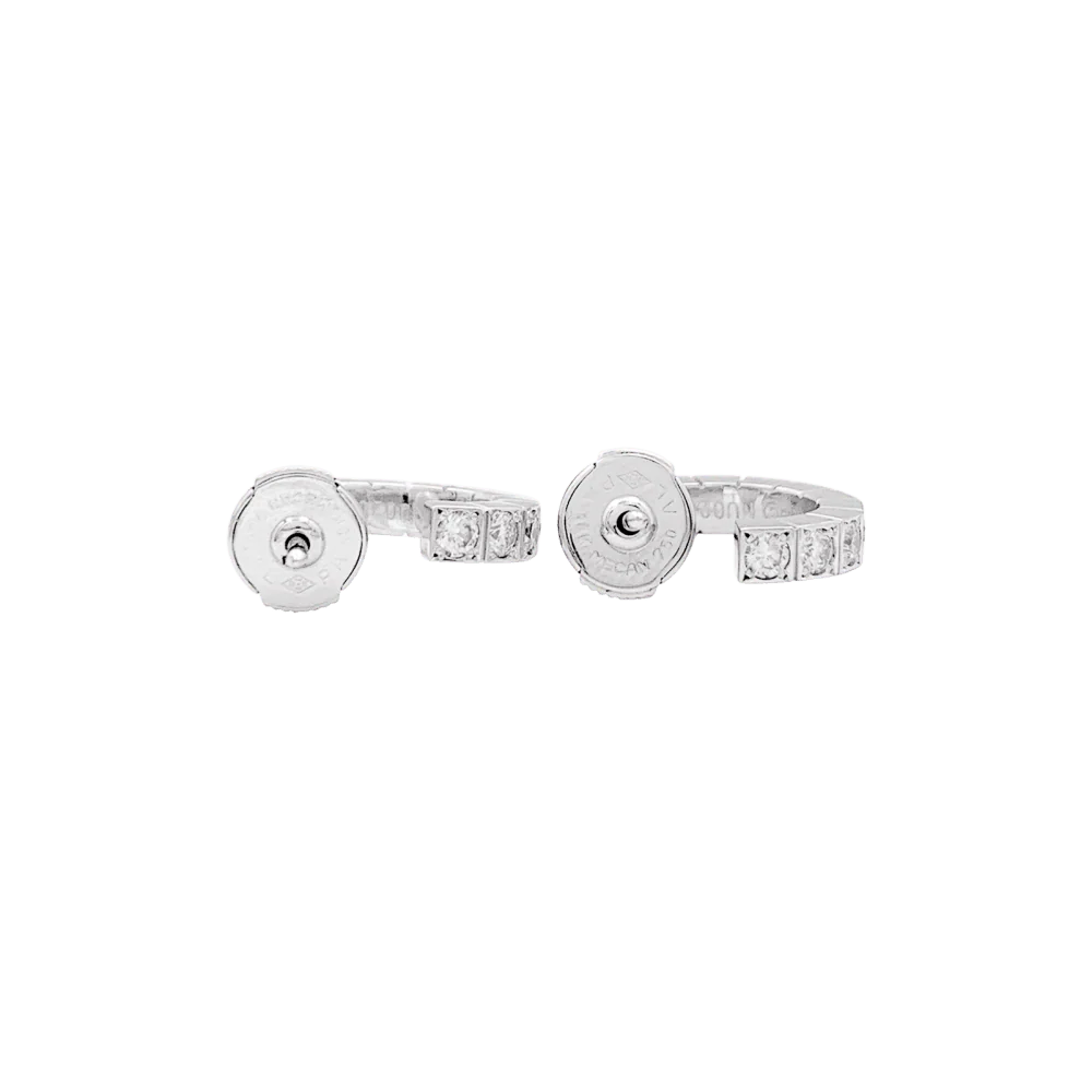 Boucles d'oreilles Créoles CARTIER "Lanière" en or blanc et diamants - Image 5