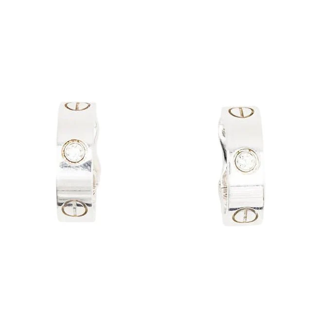 Boucles d'oreilles Créoles CARTIER "Love" en or blanc et diamants