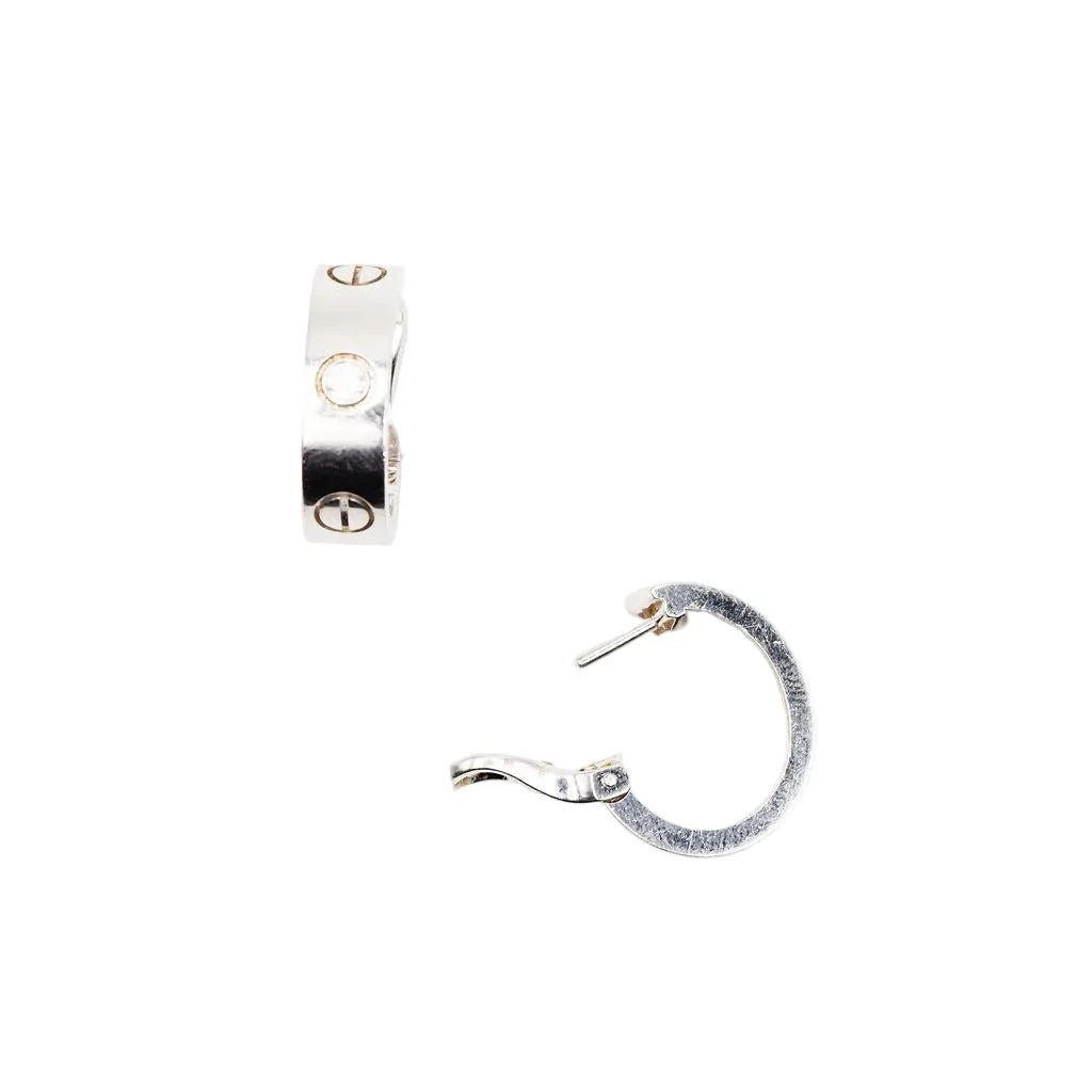 Boucles d'oreilles Créoles CARTIER "Love" en or blanc et diamants - Image 3