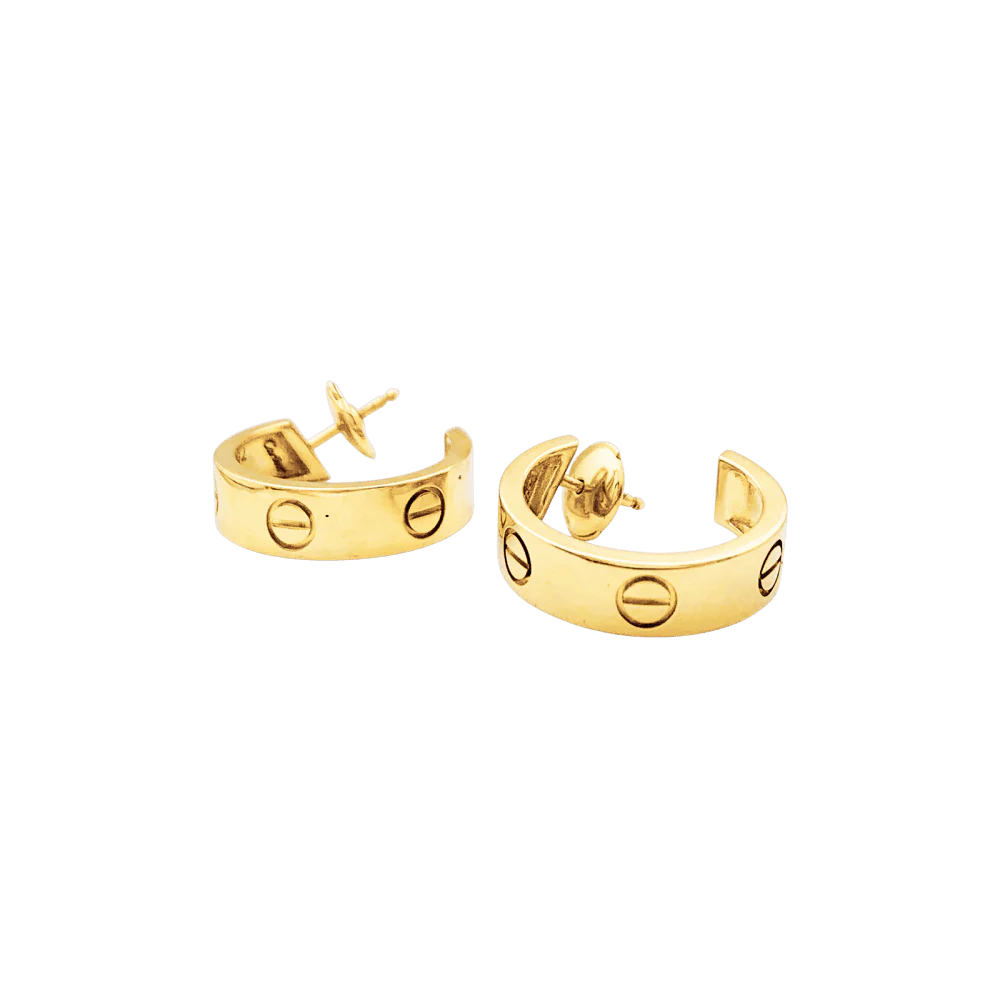 Boucles d'oreilles Créoles CARTIER "Love" en or jaune - Image 3