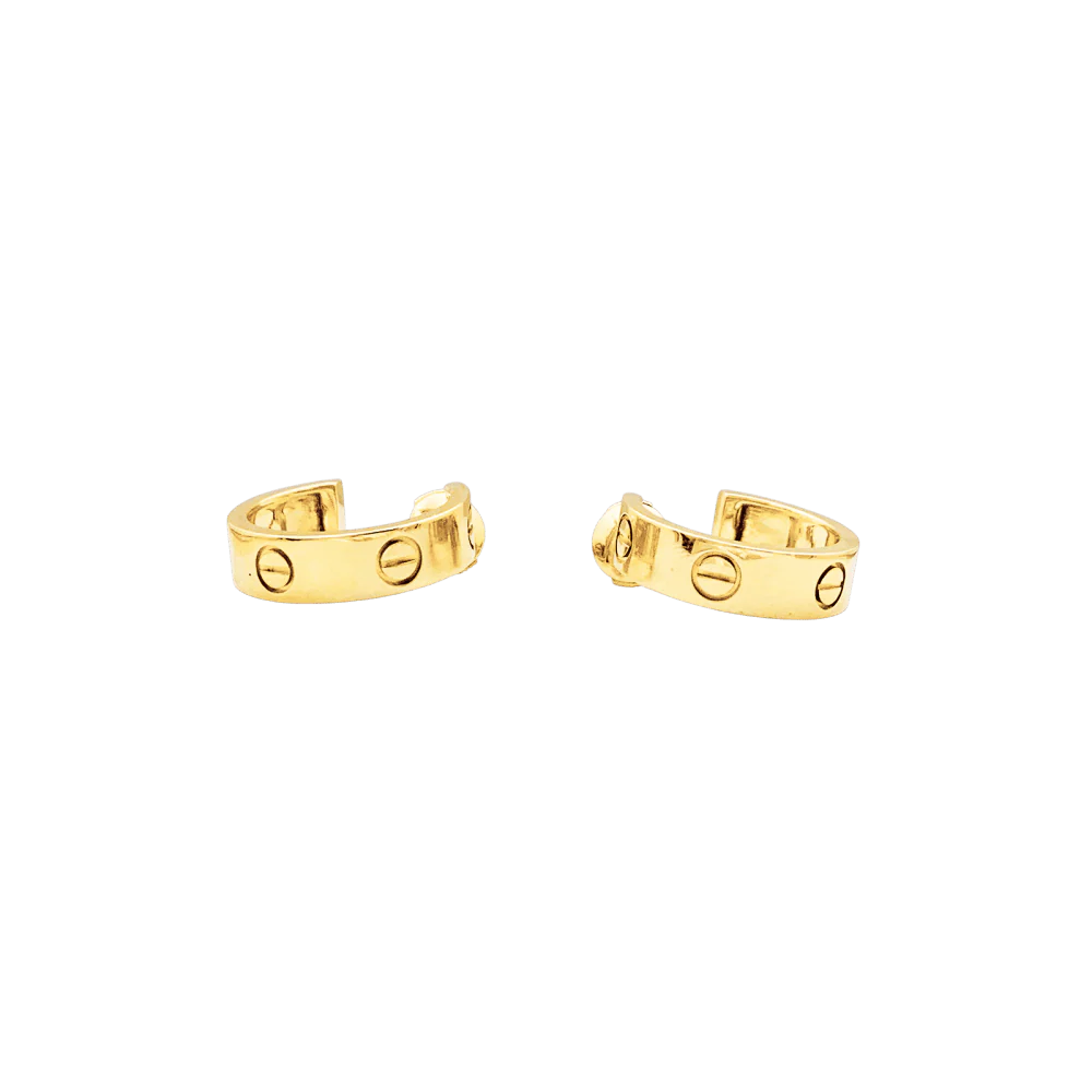 Boucles d'oreilles Créoles CARTIER "Love" en or jaune - Image 4
