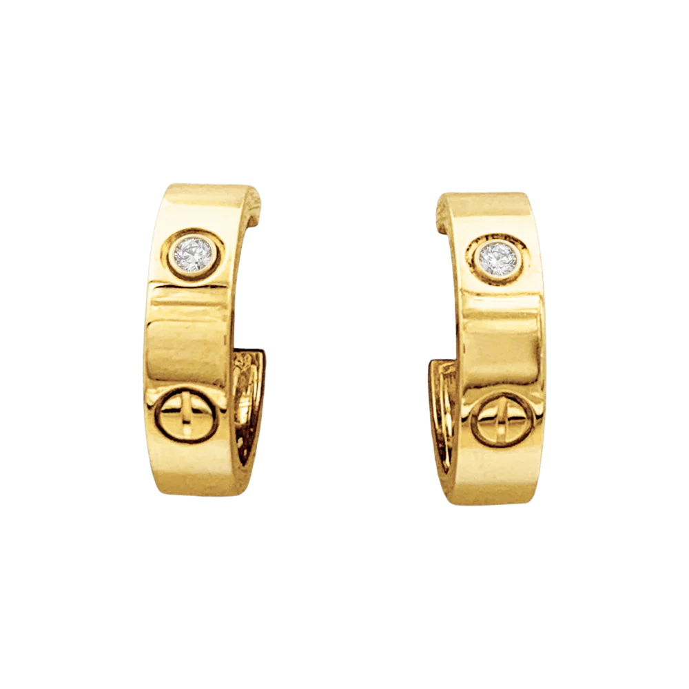 Boucles d'oreilles Créoles CARTIER "Love" en or jaune et diamants