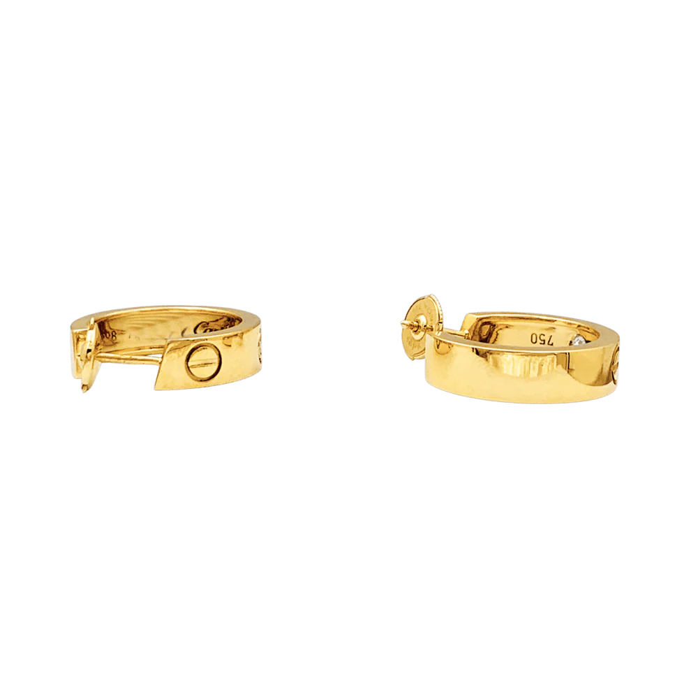 Boucles d'oreilles Créoles CARTIER "Love" en or jaune et diamants - Image 4