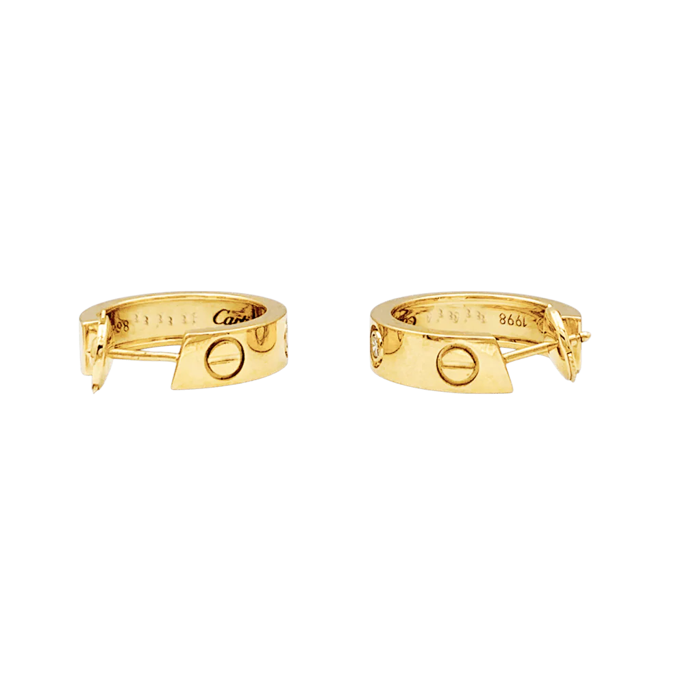 Boucles d'oreilles Créoles CARTIER "Love" en or jaune et diamants - Image 5