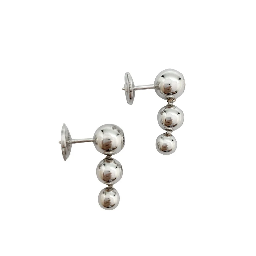 Boucles d'oreilles CARTIER, "Perles de diamants", en or blanc, diamants - Image 4