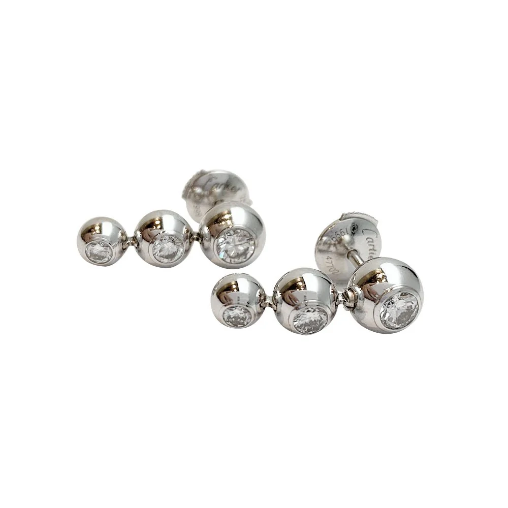 Boucles d'oreilles CARTIER, "Perles de diamants", en or blanc, diamants - Image 5