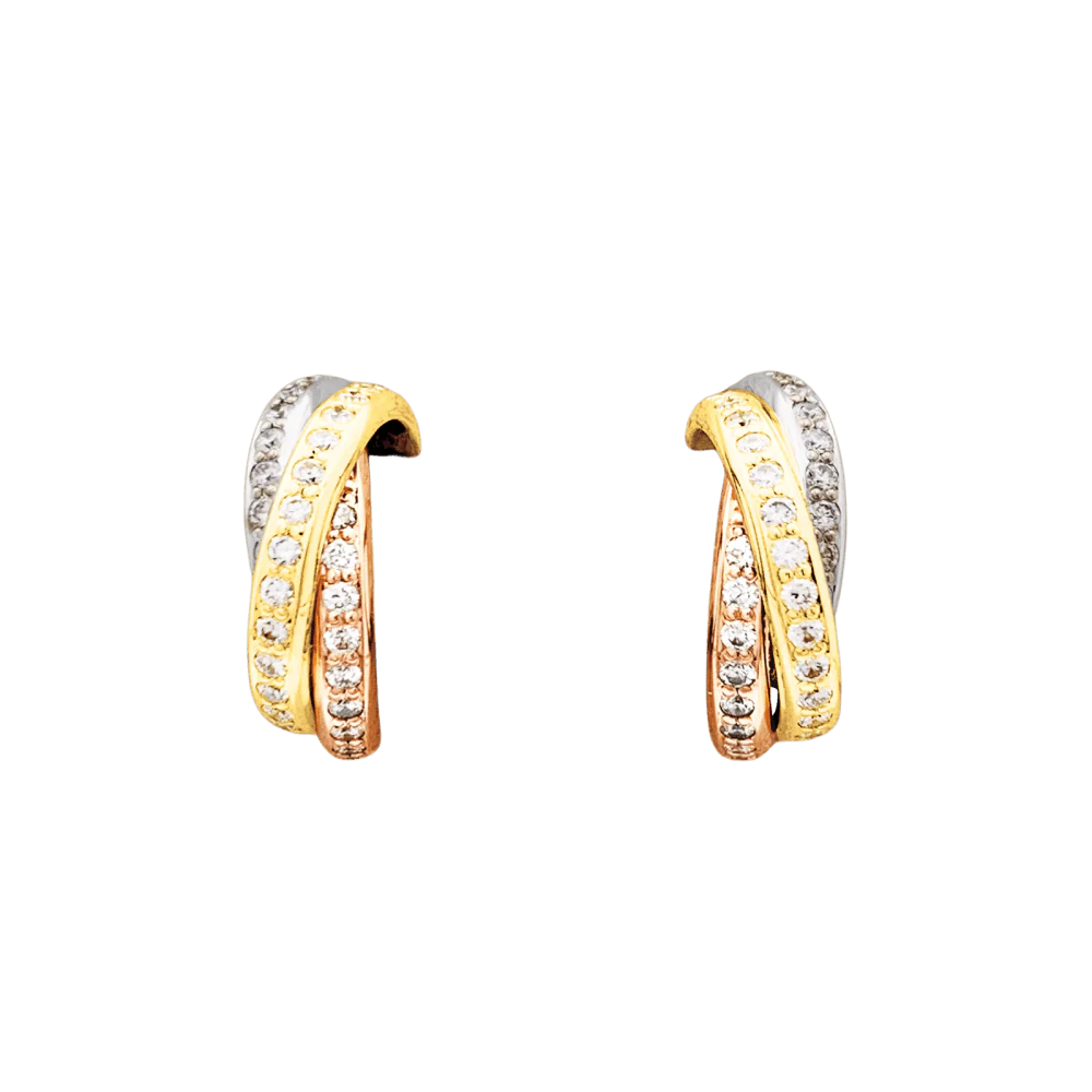 Boucles d'oreilles Créoles CARTIER "Trinity" en or blanc, or jaune, or rose et diamants