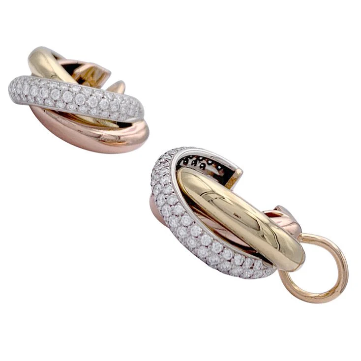 Boucles d'oreilles Cartier, "Trinity", 3 ors, diamants. - Image 2