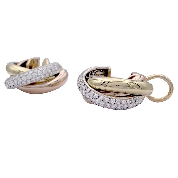 Boucles d'oreilles Cartier, "Trinity", 3 ors, diamants. - Image 6