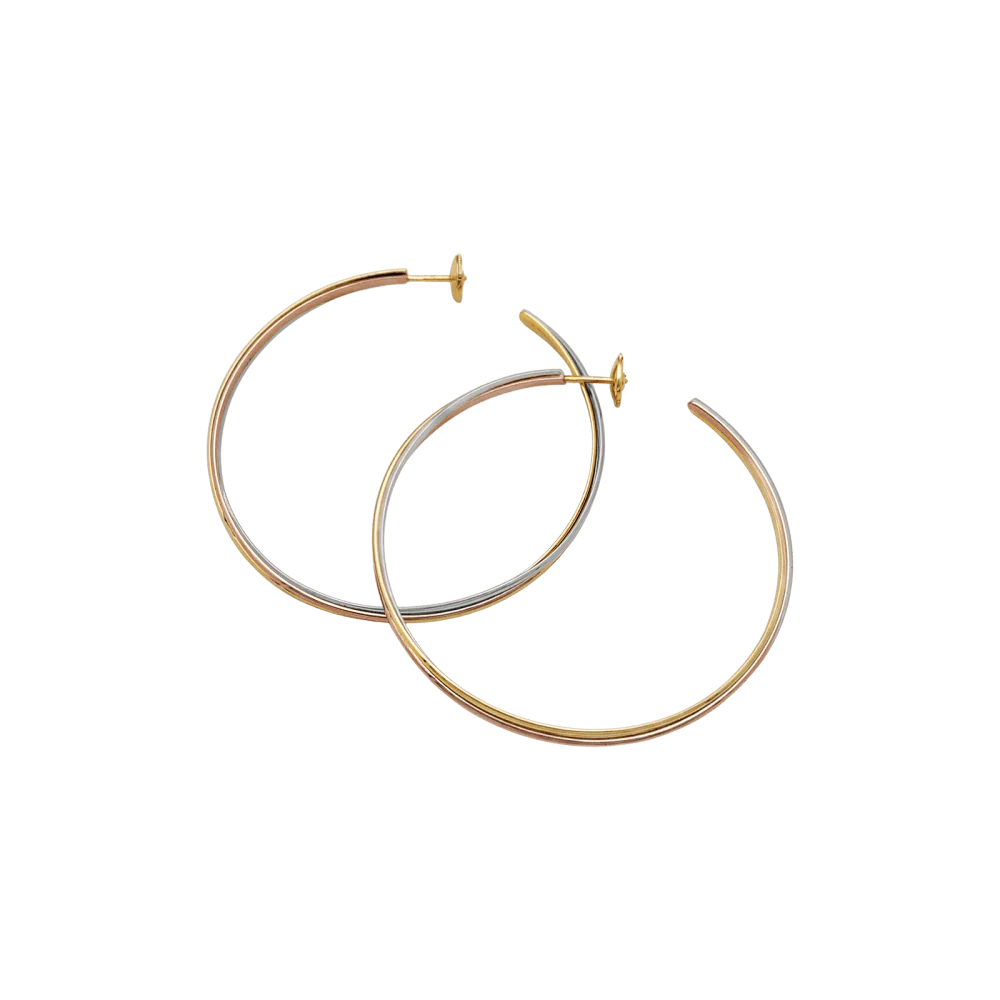 Boucles d'oreilles Créoles CARTIER "Trinity" en or jaune, or blanc et or rose - Image 3