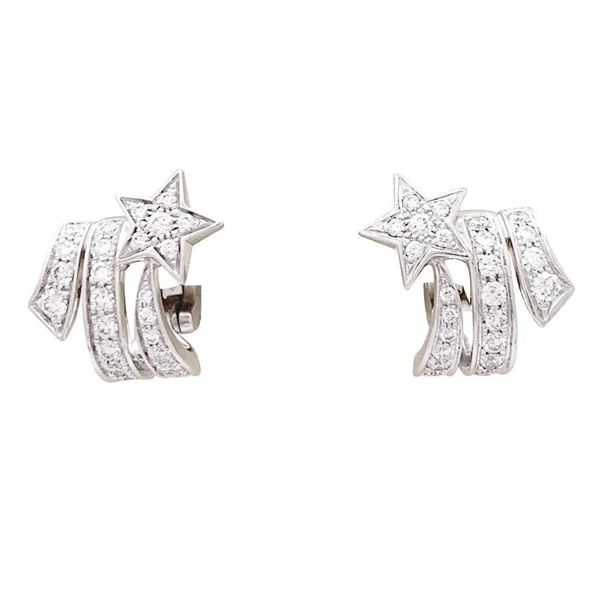 Boucles d'oreilles CHANEL "Etoile Filante" en or blanc et diamants