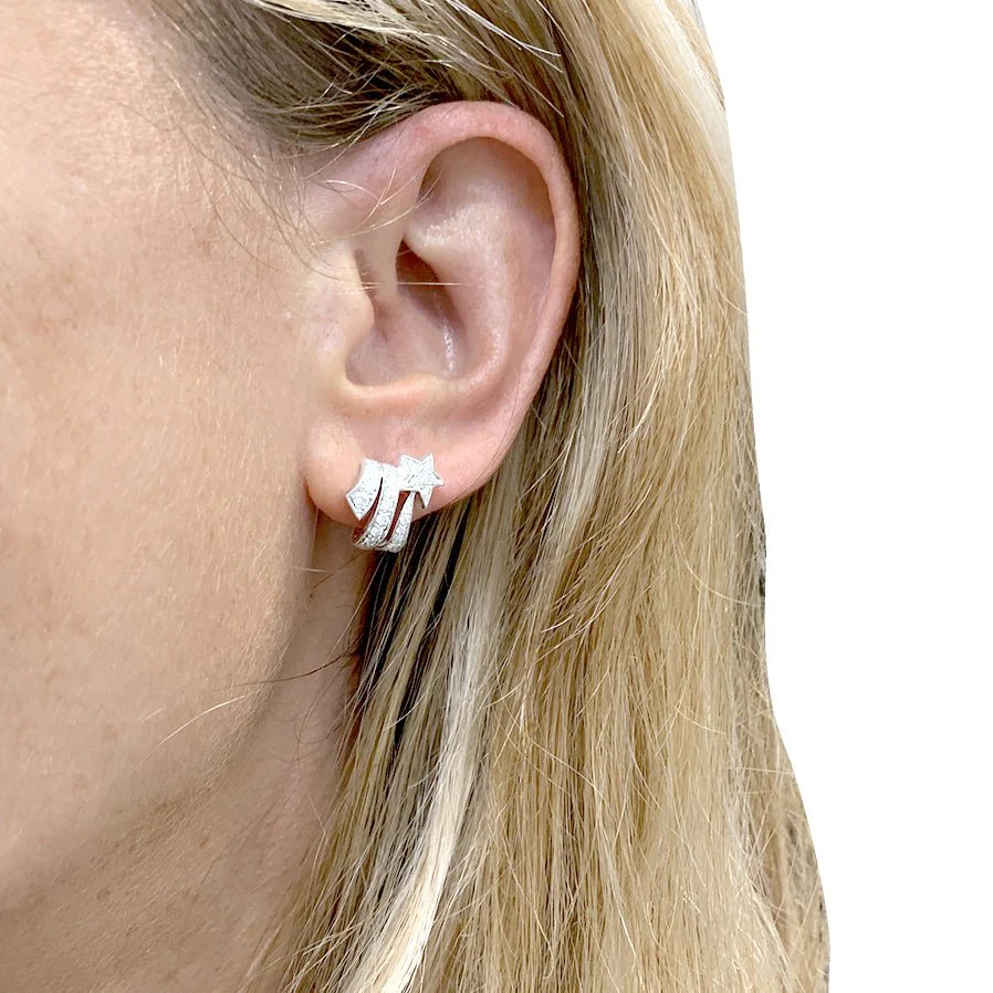 Boucles d'oreilles CHANEL "Etoile Filante" en or blanc et diamants - Image 2